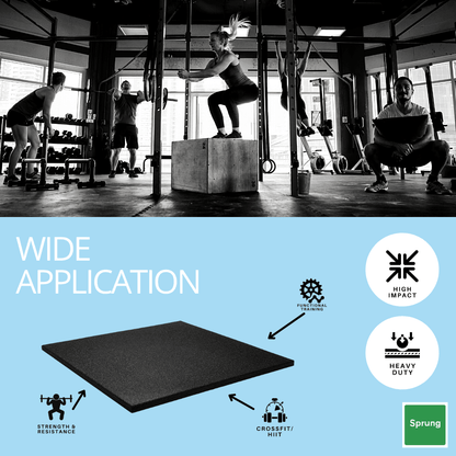 30mm Sprung PRO Gym Floor Tile - Rubber Heavy Duty Gym Flooring GYM FLOORING