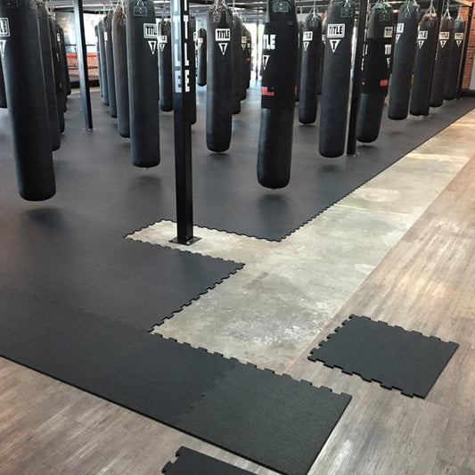 10mm Black Interlocking Floor Jigsaw Mats GYM