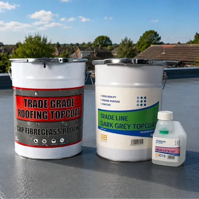 GRP/Fibreglass Roofing Topcoat Dark Grey – Free Catalyst Resins & Topcoats