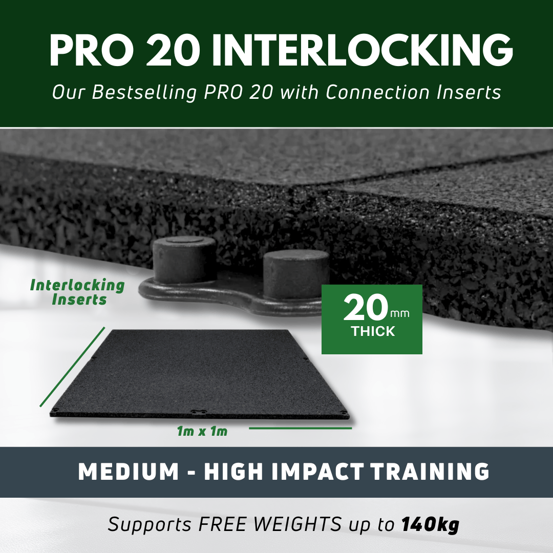 20mm PRO Interlocking Gym Tiles – Connection Inserts Included GYM FLOORING