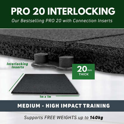 20mm PRO Interlocking Gym Tiles – Connection Inserts Included GYM FLOORING