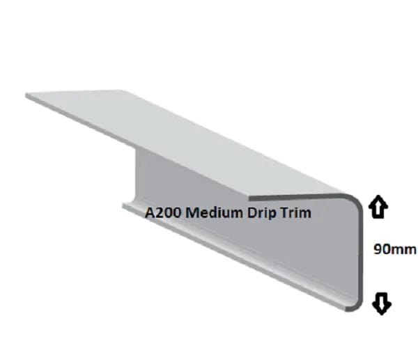 A200 Medium Drip Trim for Flat Roofing - Heavy Duty 600gsm Fibreglass, 3m Lengths Fibre Glass Roofing Trims