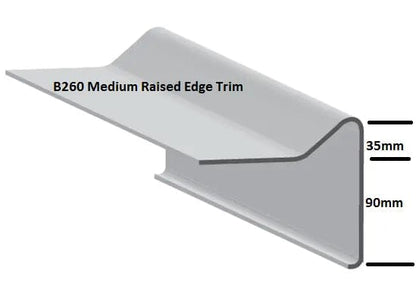 B260 Medium Raised Edge Fibreglass Trim - 90mm Depth, 3m Long, Compatible with A200 and C1/C4 Trims Fibre Glass Roofing Trims
