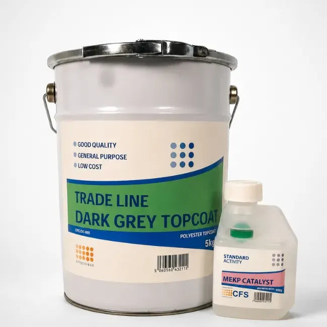 GRP/Fibreglass Roofing Topcoat Dark Grey – Free Catalyst 5kg Resins & Topcoats