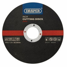 Load image into Gallery viewer, Draper Inox Flat Metal Cutting Disc 115 x 22.2 x 1.2mm (Pack of 10)
